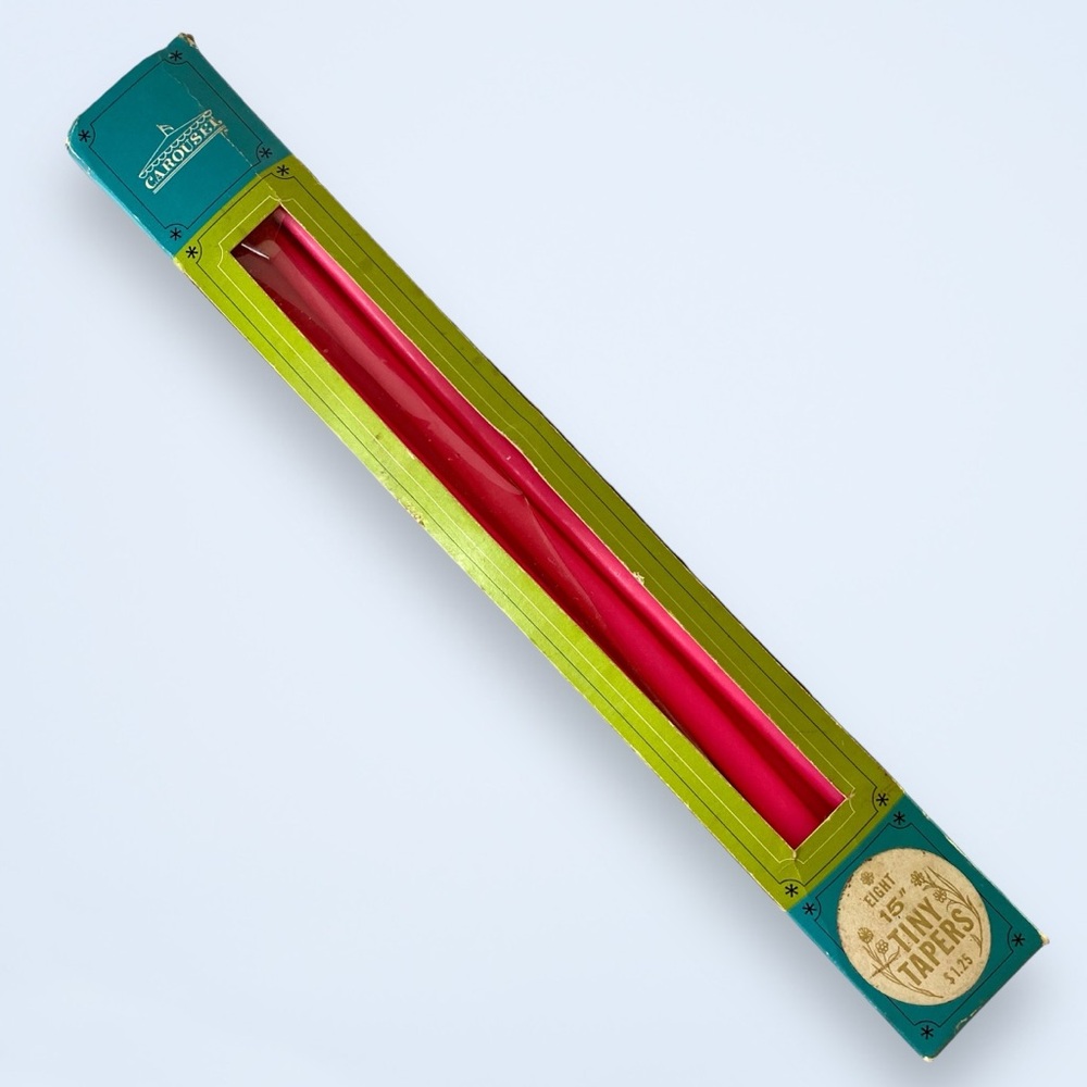 Vintage Carousel 15” Mini Taper Floral Candles Shocking Pink Box of 7